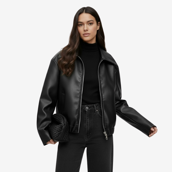 AURELLA | Women’s Retro PU Leather Jacket – Casual Outerwear