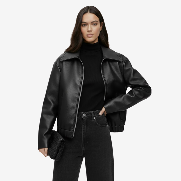 AURELLA | Women’s Retro PU Leather Jacket – Casual Outerwear