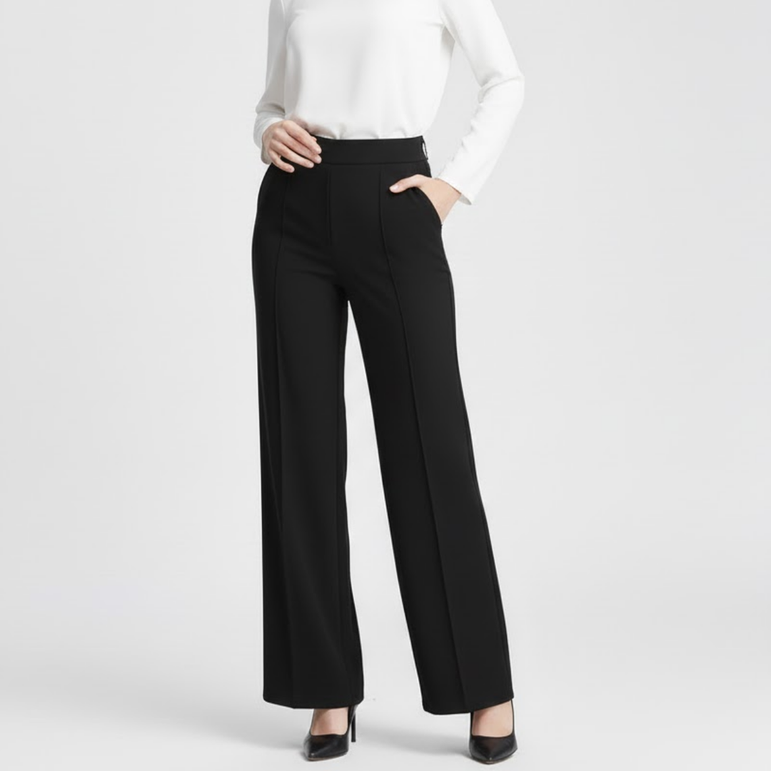 AURELLA | Women’s Viscose-Blend Wide-Leg Trousers – High-Waist Loose Fit