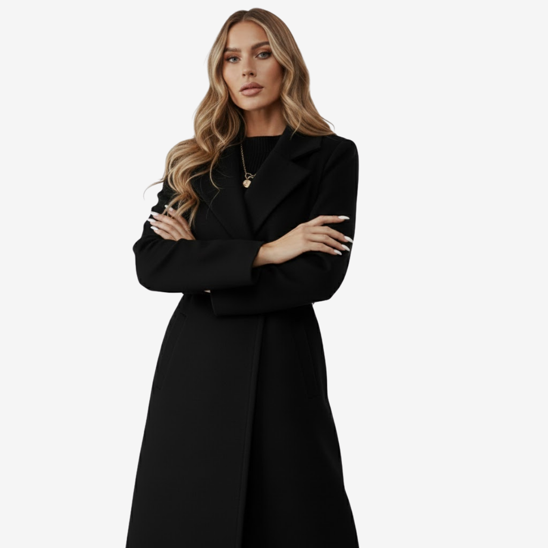 AURELLA | Women’s Elegant Wool Coat – Belted A-Line Warmth