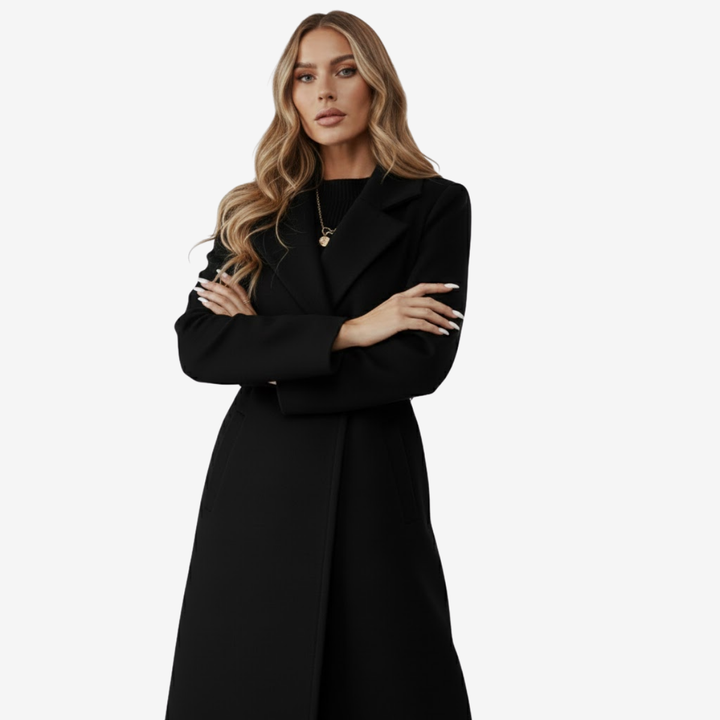 AURELLA | Women’s Elegant Wool Coat – Belted A-Line Warmth