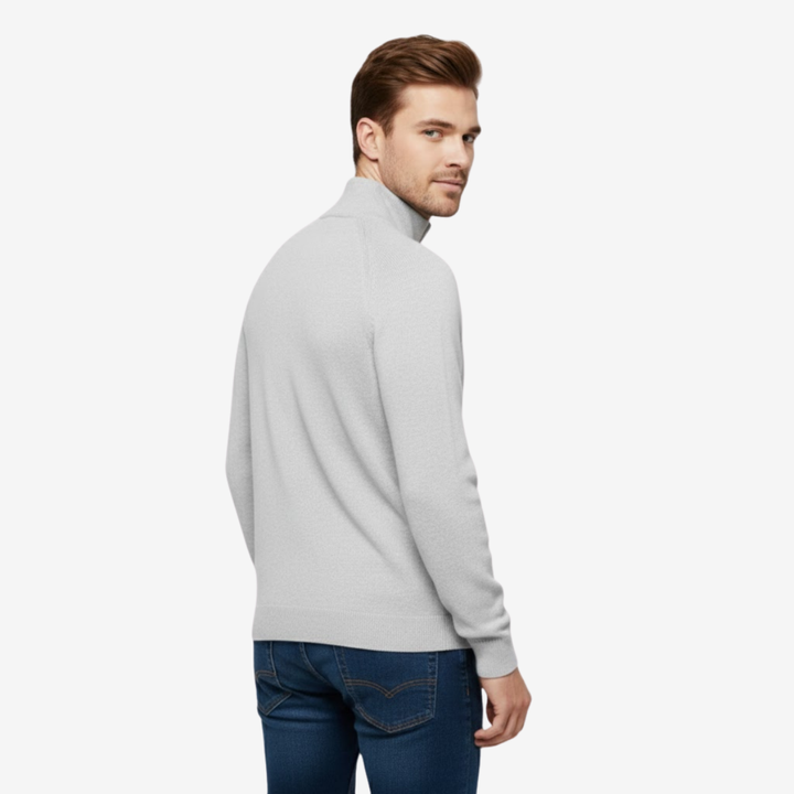 AURELLA | Men’s Cotton-Knit Sweater – Refined High Collar