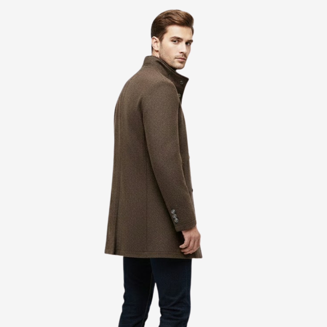 AURELLA | Men’s Wool-Blend Overcoat – Long Single-Breasted