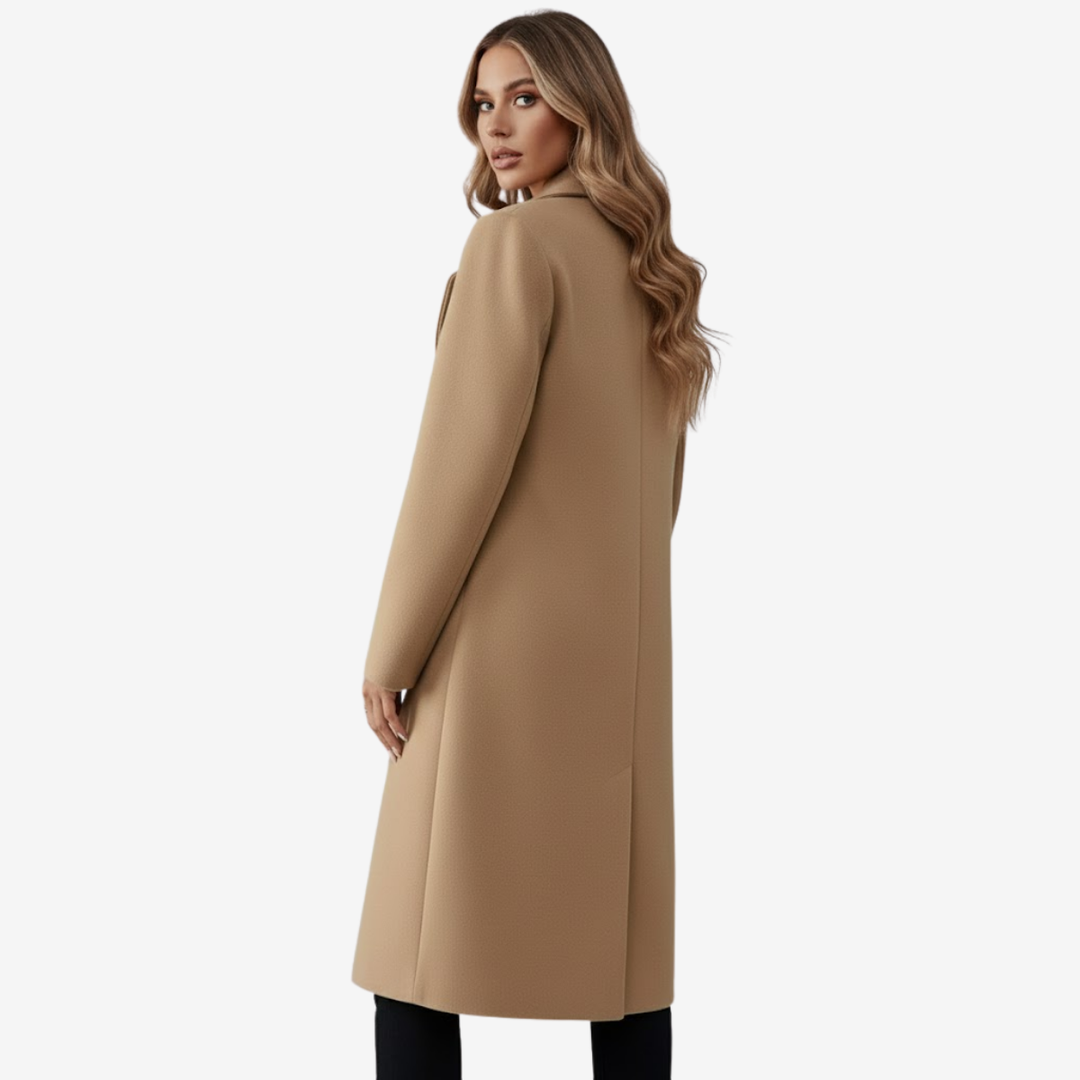 AURELLA | Women’s Elegant Wool Coat – Belted A-Line Warmth