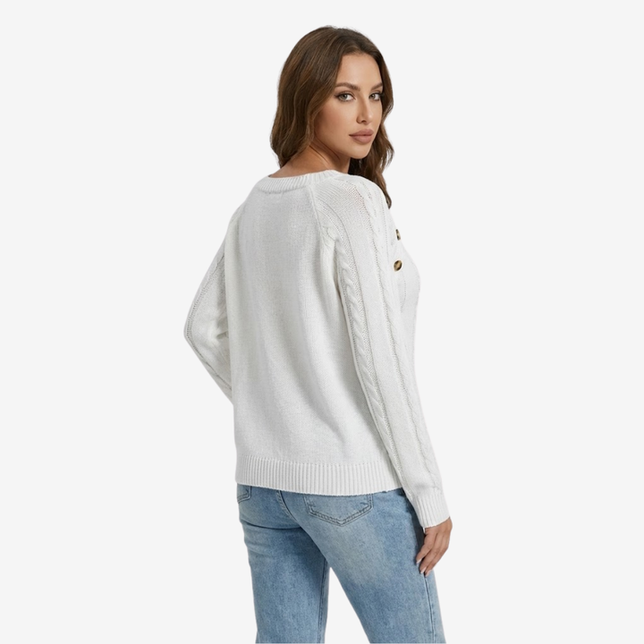 AURELLA | Women’s Soft-Knit Square Neck Sweater – Button-Front