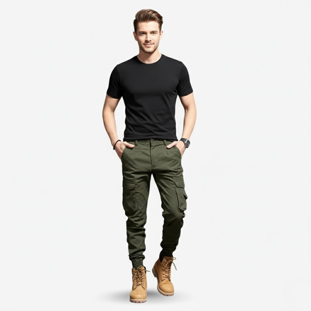 AURELLA | Men’s Nylon Cargo Jogger Pants – Multi Pockets