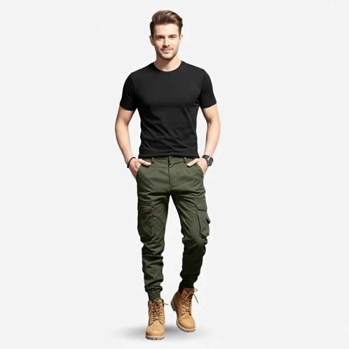 AURELLA | Men’s Nylon Cargo Jogger Pants – Multi Pockets
