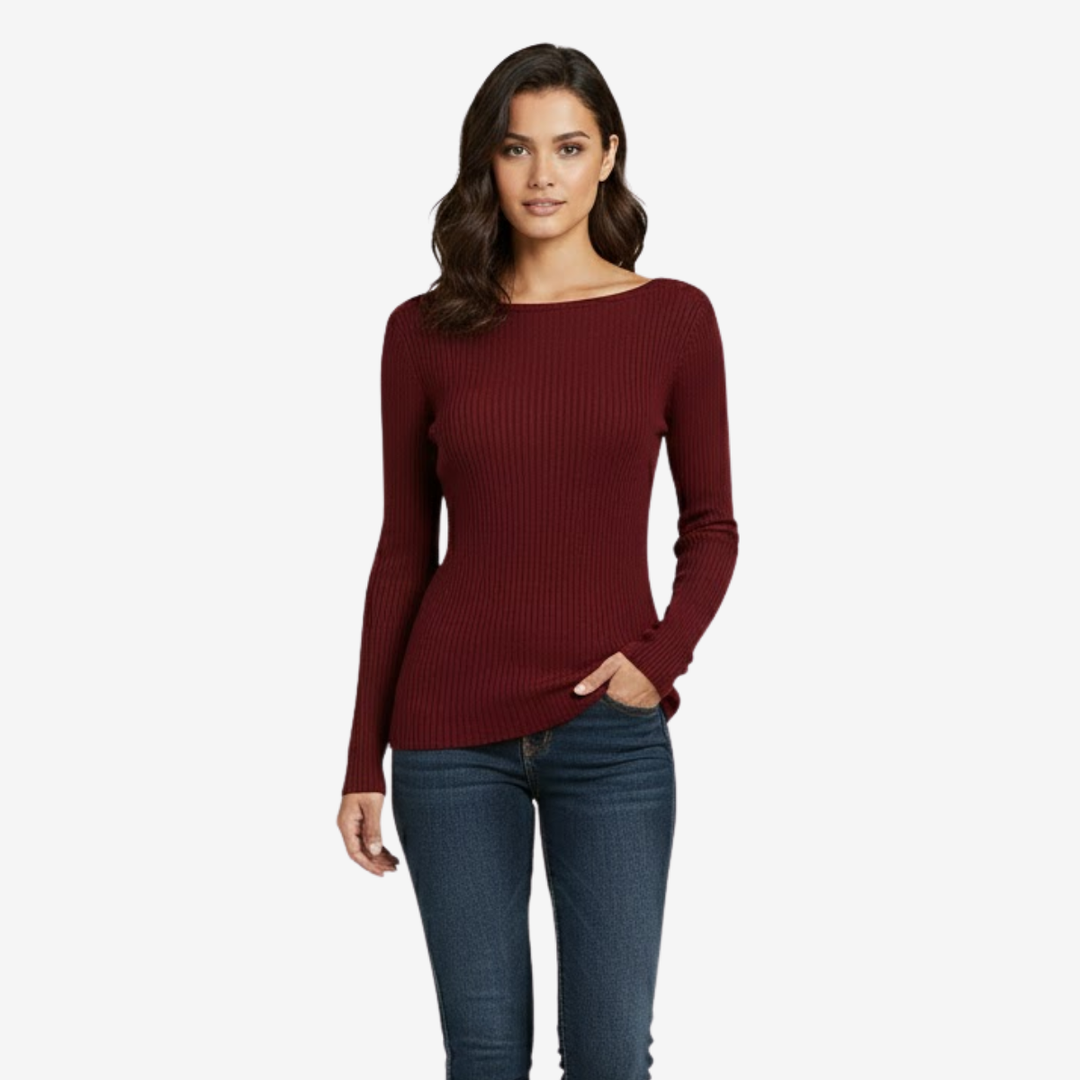 AURELLA | Women’s Viscose Crew Neck Top – Elegant Knit