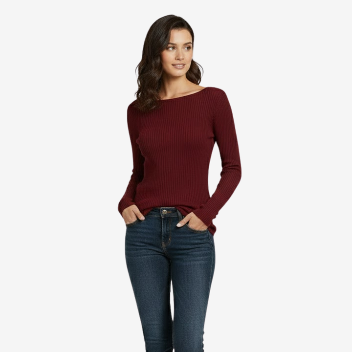 AURELLA | Women’s Viscose Crew Neck Top – Elegant Knit
