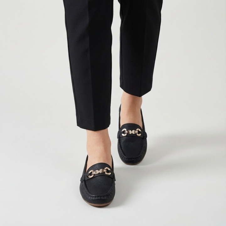 AURELLA | Women’s Faux-Leather Loafers – Butterfly Strap