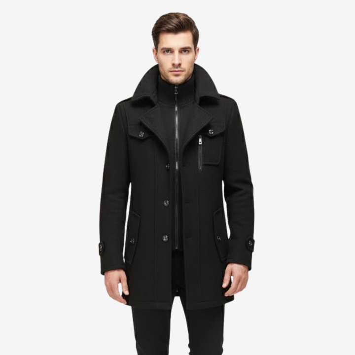 AURELLA | Men’s Turn-Collar Wool Jacket – Stylish Coat