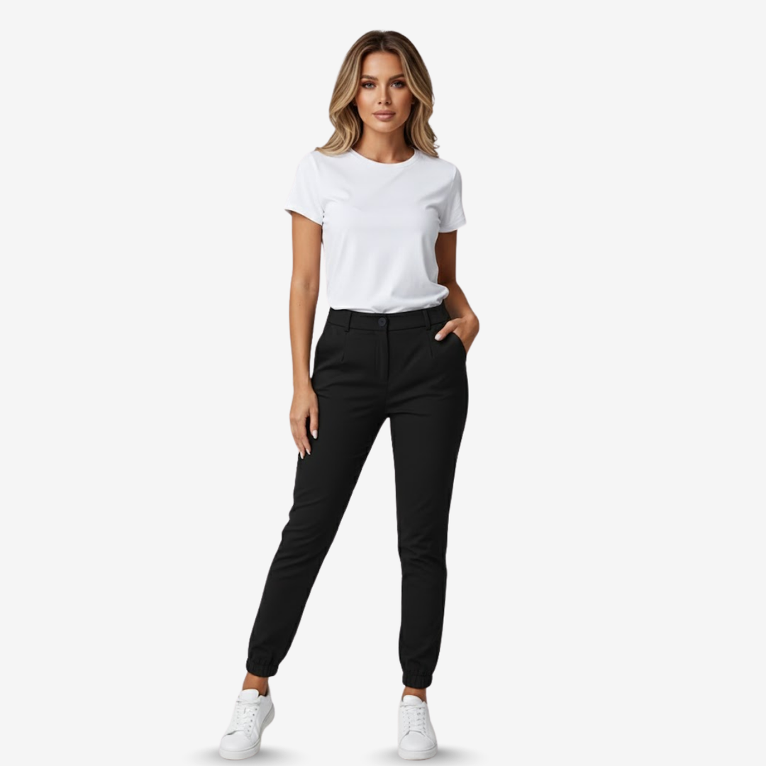 AURELLA | Women’s Viscose-Blend Trousers – High-Waist