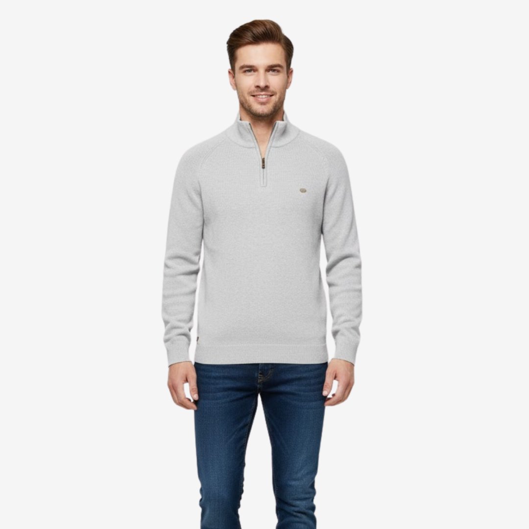 AURELLA | Men’s Cotton-Knit Sweater – Refined High Collar