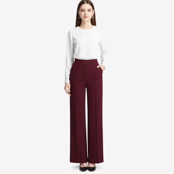 AURELLA | Women’s Viscose-Blend Wide-Leg Trousers – High-Waist Loose Fit