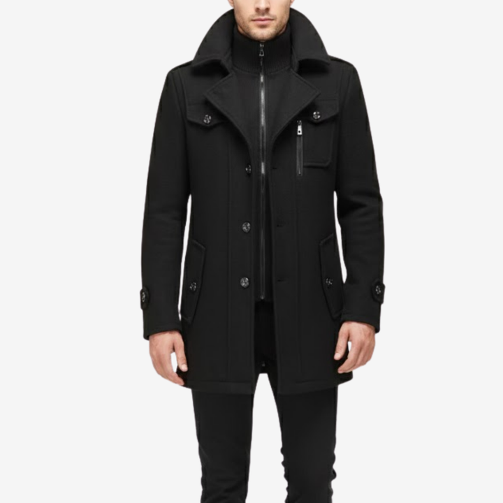 AURELLA | Men’s Turn-Collar Wool Jacket – Stylish Coat