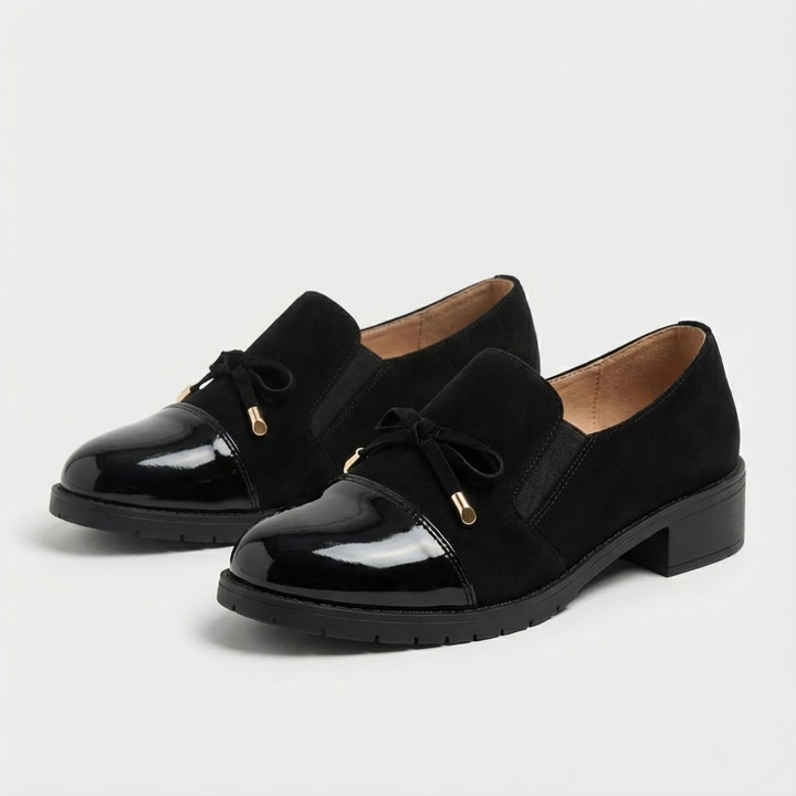 AURELLA | Women’s Soft-Woven Slip-On Loafers – Bow Accent