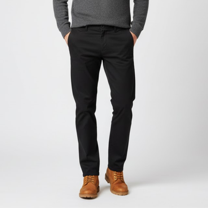 AURELLA | Men’s Cotton Straight-Leg Trousers – Stretch Tailored-Fit