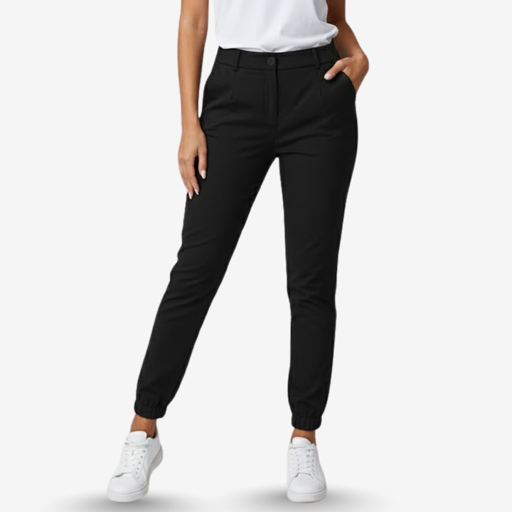 AURELLA | Women’s Viscose-Blend Trousers – High-Waist