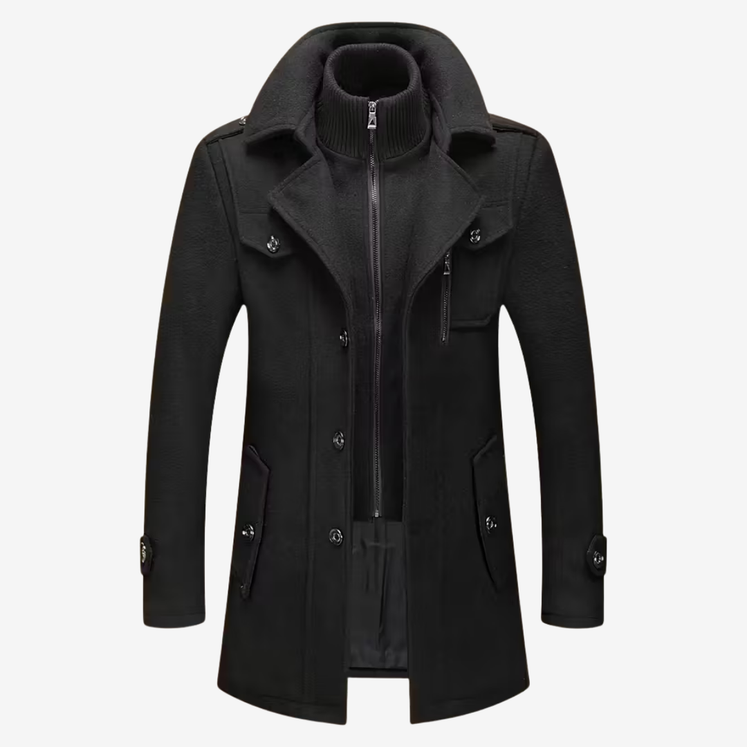 AURELLA | Men’s Turn-Collar Wool Jacket – Stylish Coat