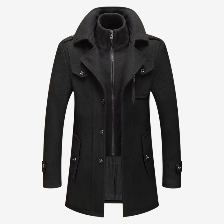 AURELLA | Men’s Turn-Collar Wool Jacket – Stylish Coat