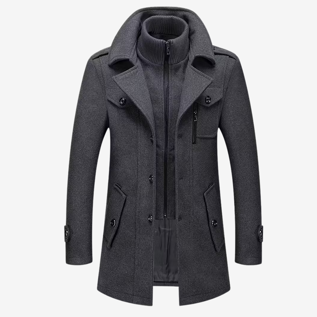 AURELLA | Men’s Turn-Collar Wool Jacket – Stylish Coat