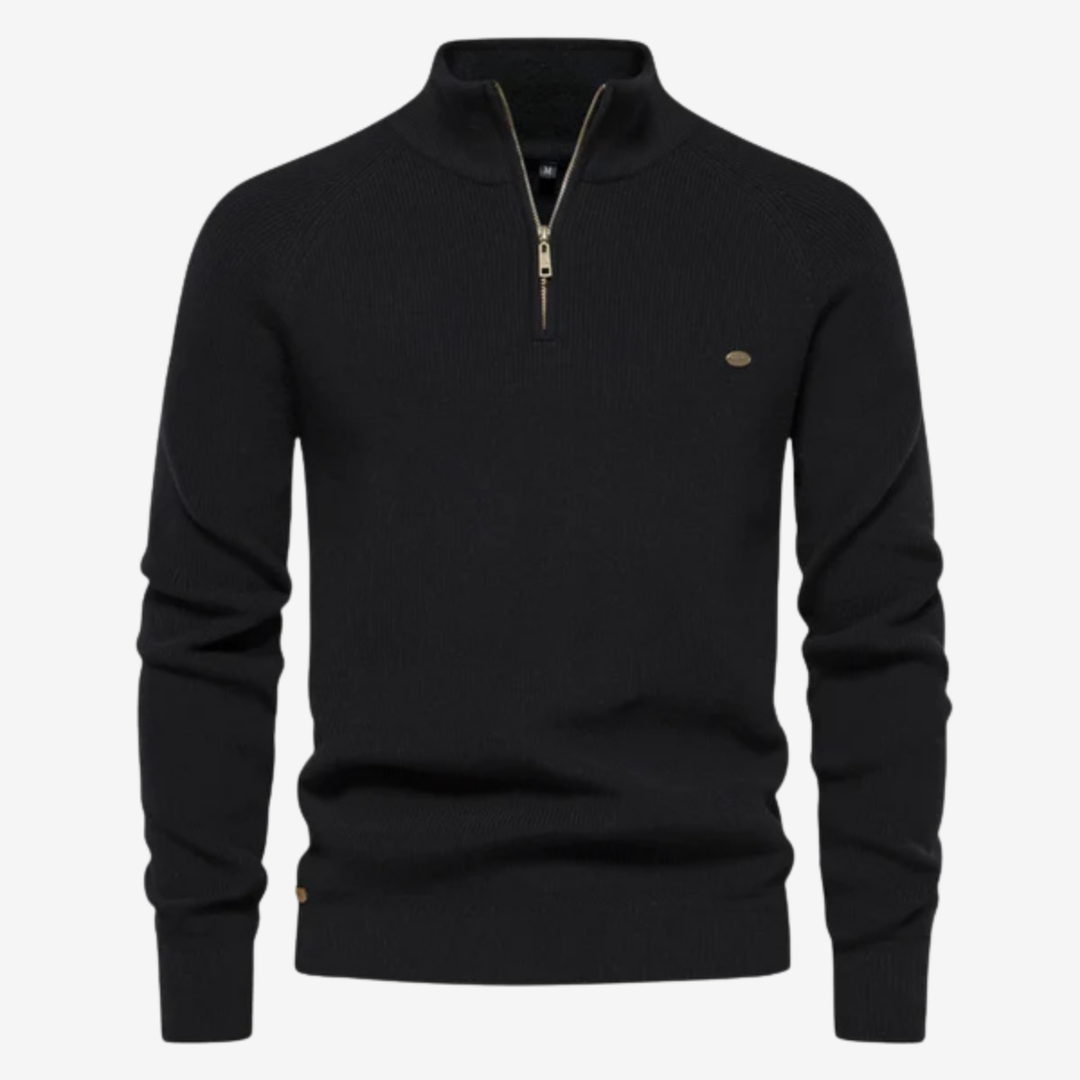 AURELLA | Men’s Cotton-Knit Sweater – Refined High Collar
