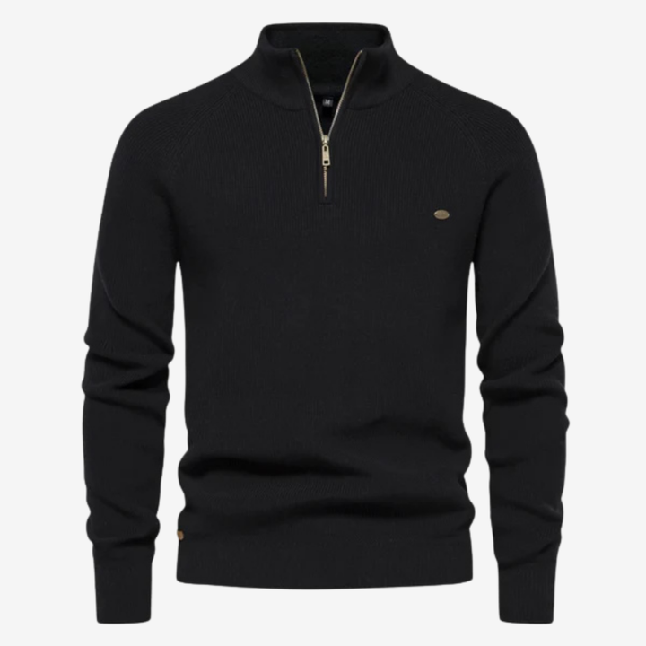 AURELLA | Men’s Cotton-Knit Sweater – Refined High Collar