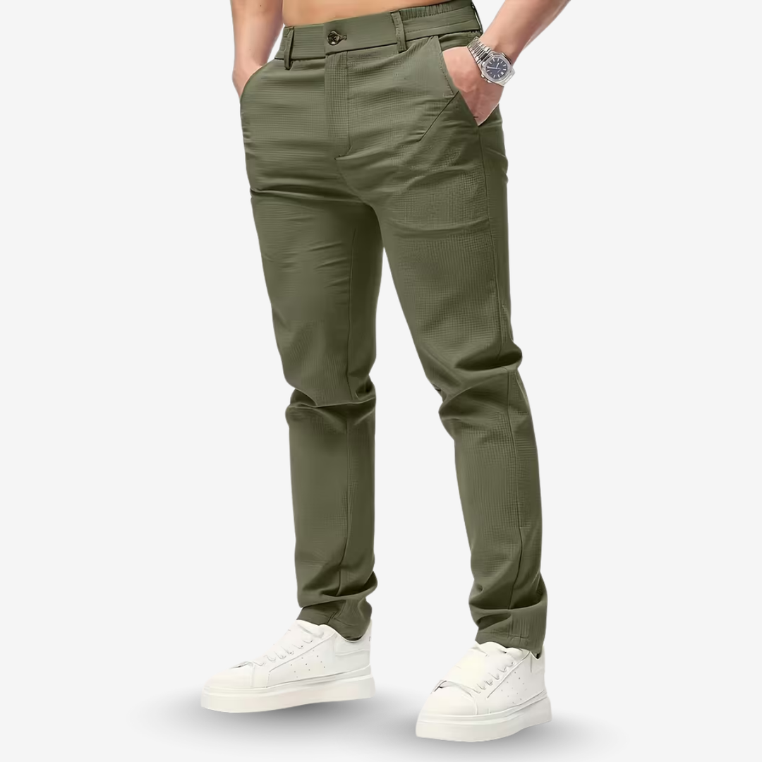 AURELLA | Men’s Cotton-Twill Casual Pants – Regular Fit