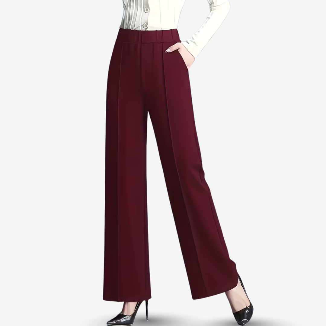 AURELLA | Women’s Viscose-Blend Wide-Leg Trousers – High-Waist Loose Fit