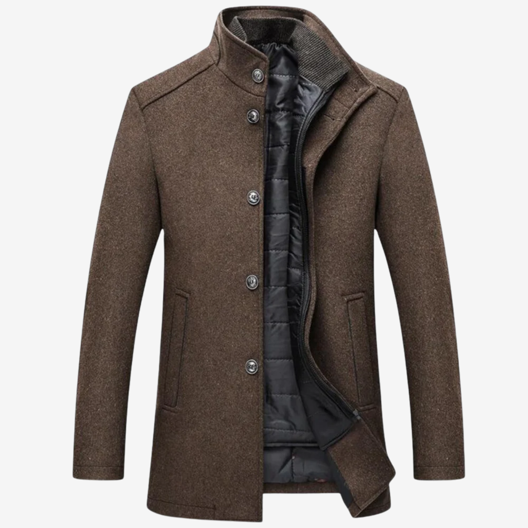 AURELLA | Men’s Wool-Blend Overcoat – Long Single-Breasted