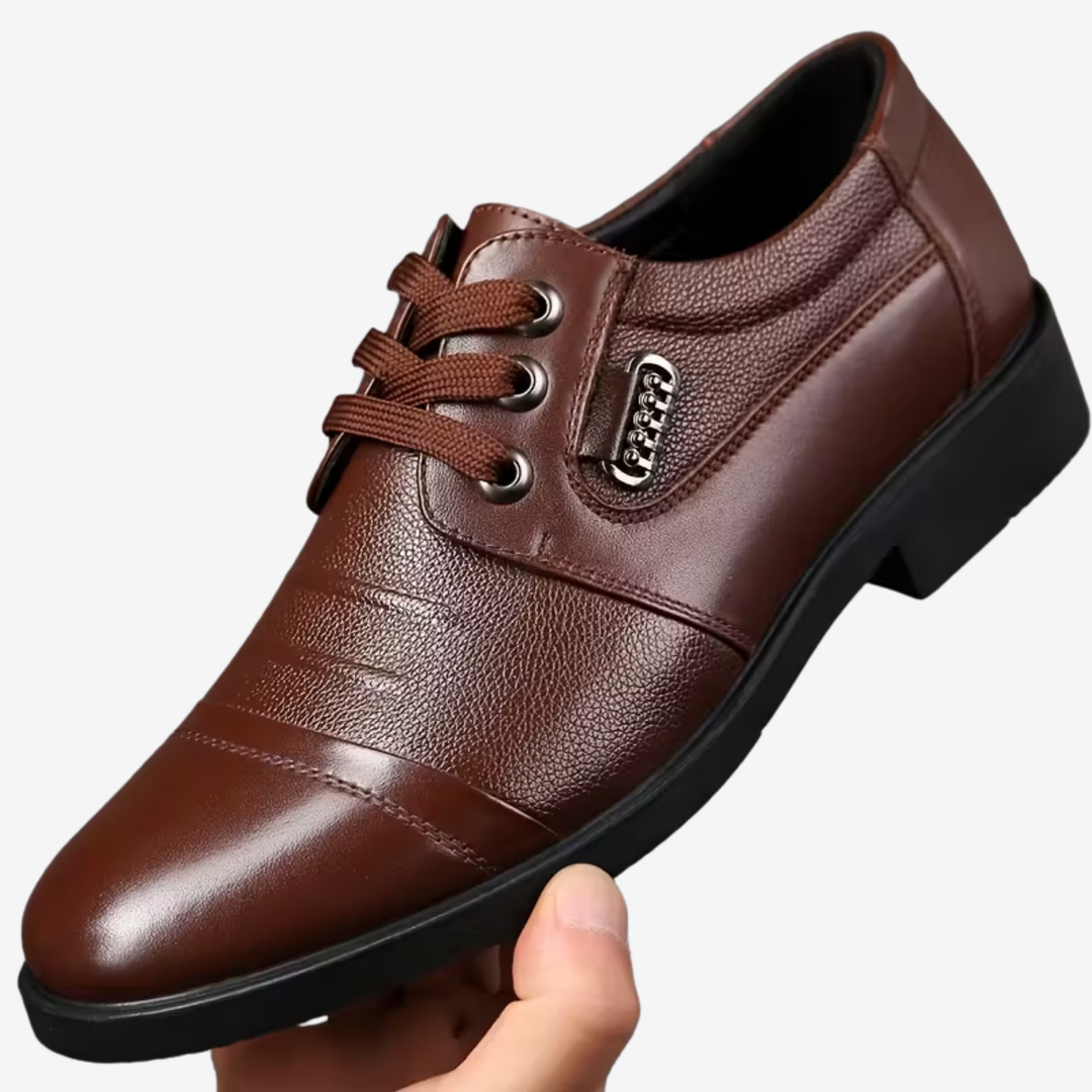 AURELLA | Men’s Faux Leather Derby Shoes – Classic Lace-Up