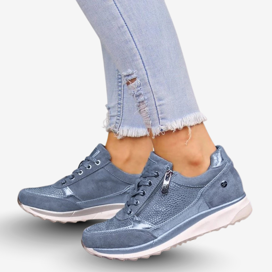 AURELLA | Women’s Suede Orthopaedic Sneakers – Low-Cut with Side Zip