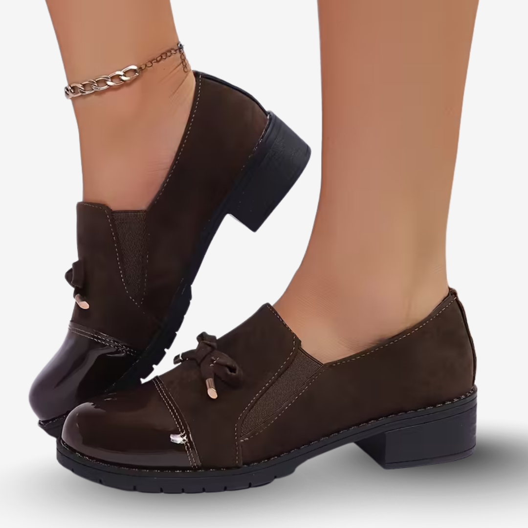 AURELLA | Women’s Soft-Woven Slip-On Loafers – Bow Accent