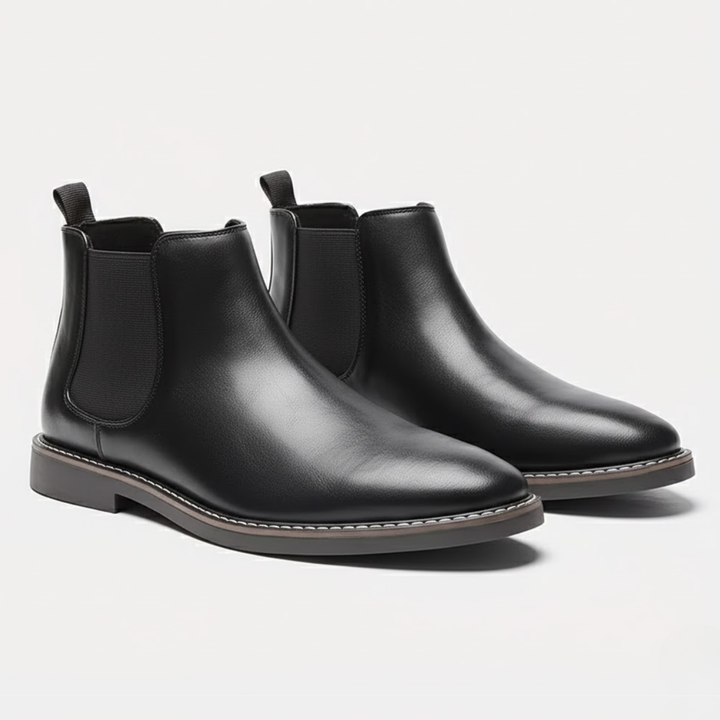 AURELLA | Men’s Faux-Leather Retro Ankle Boots – Elastic Slip-On