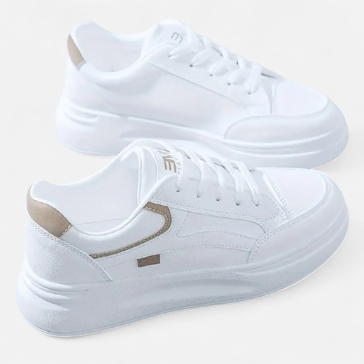 AURELLA | Women’s Faux-Leather Shoes – Lace-Up Low Tops