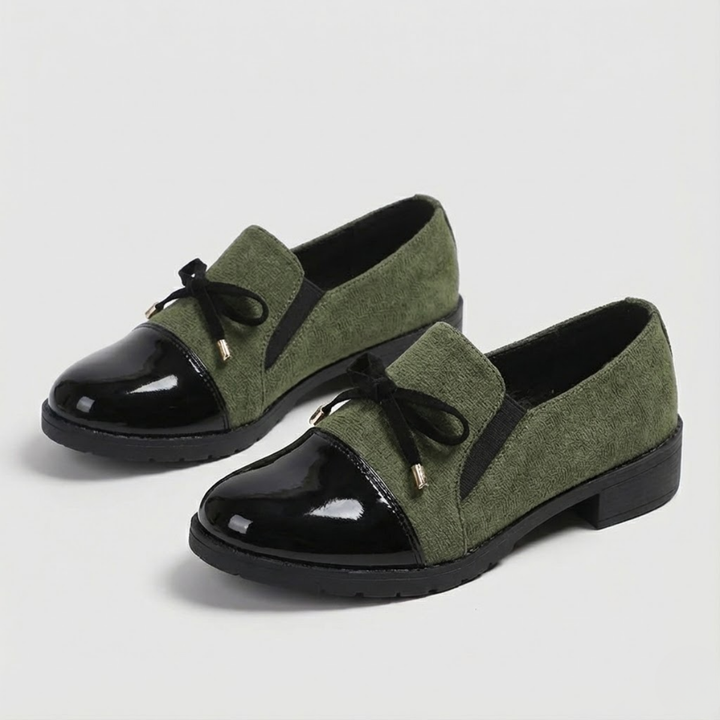 AURELLA | Women’s Soft-Woven Slip-On Loafers – Bow Accent