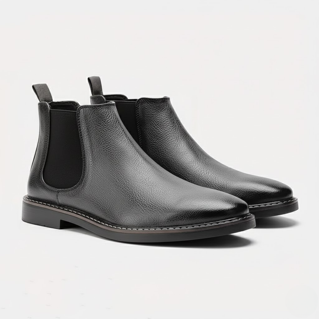 AURELLA | Men’s Faux-Leather Retro Ankle Boots – Elastic Slip-On