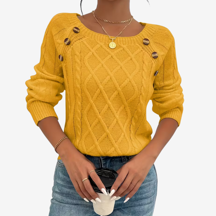 AURELLA | Women’s Soft-Knit Square Neck Sweater – Button-Front
