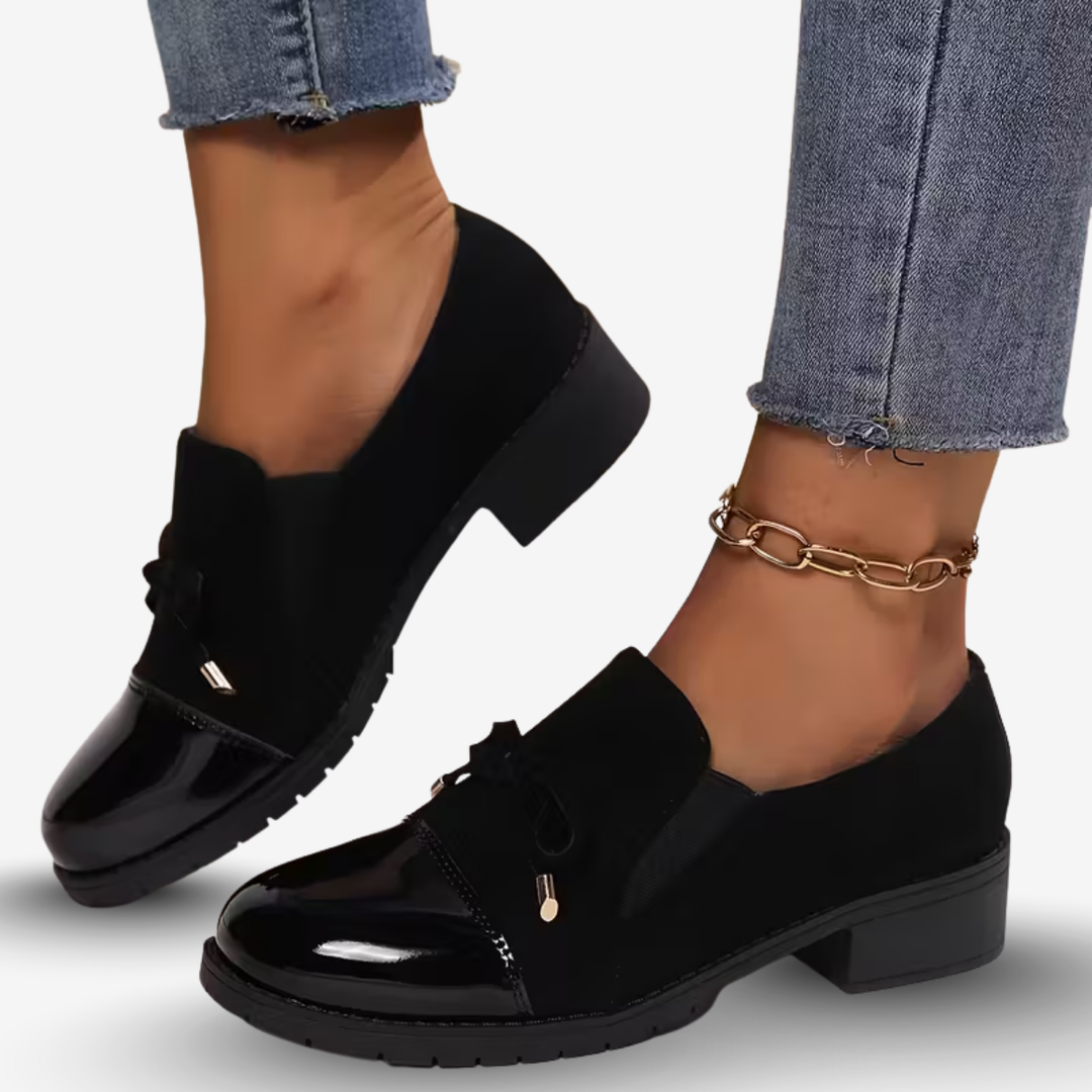 AURELLA | Women’s Soft-Woven Slip-On Loafers – Bow Accent