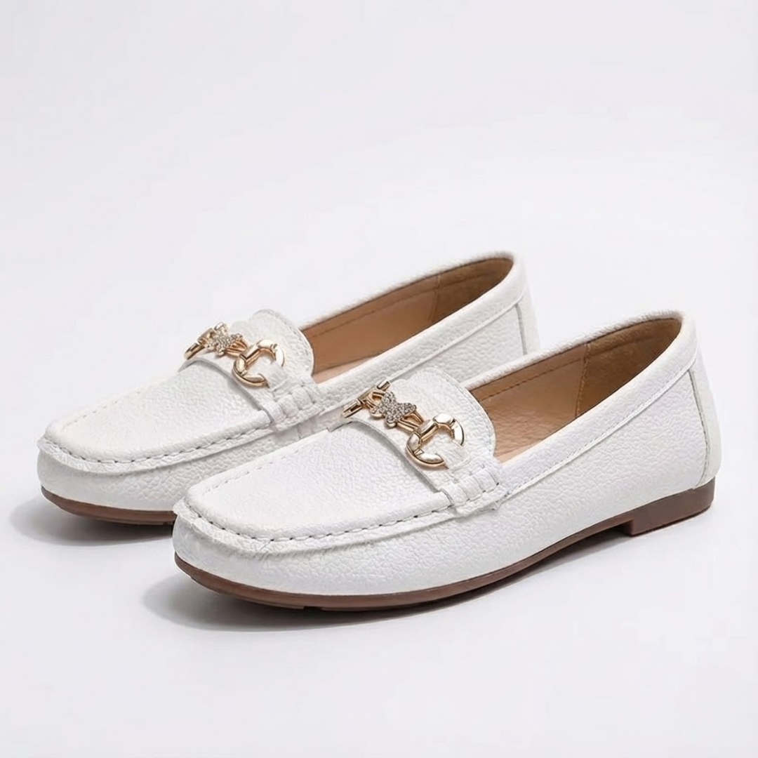 AURELLA | Women’s Faux-Leather Loafers – Butterfly Strap