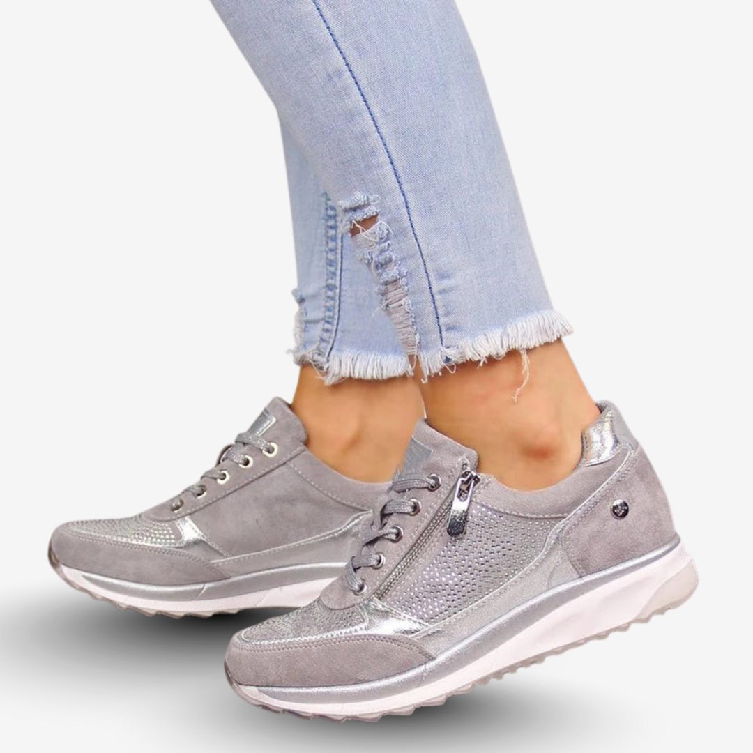 AURELLA | Women’s Suede Orthopaedic Sneakers – Low-Cut with Side Zip