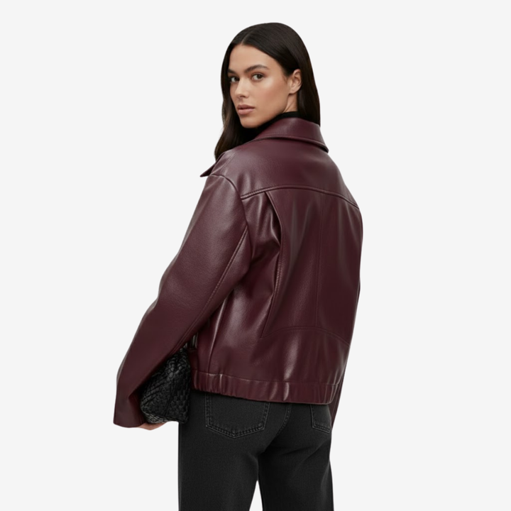 AURELLA | Women’s Retro PU Leather Jacket – Casual Outerwear