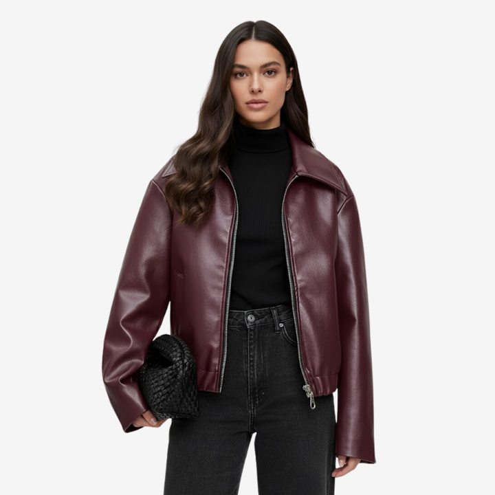 AURELLA | Women’s Retro PU Leather Jacket – Casual Outerwear