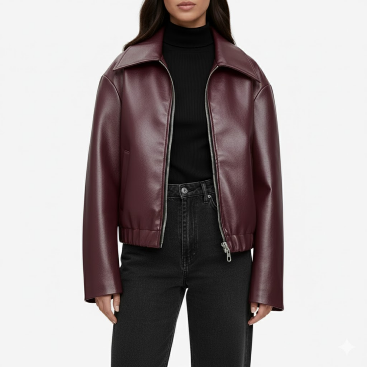 AURELLA | Women’s Retro PU Leather Jacket – Casual Outerwear