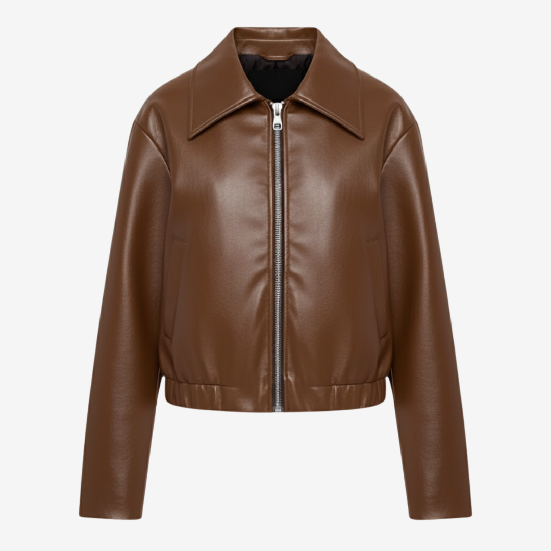 AURELLA | Women’s Retro PU Leather Jacket – Casual Outerwear